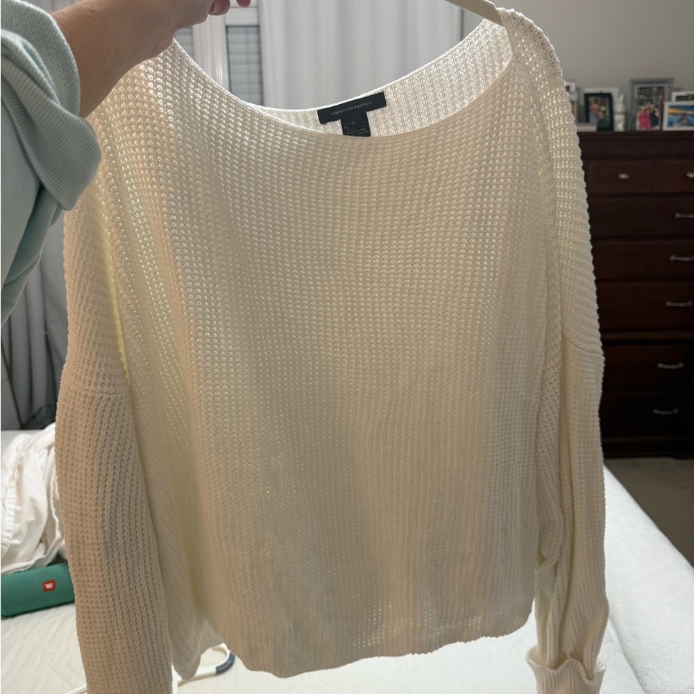 French Connection Ivory Knit Top white sweater